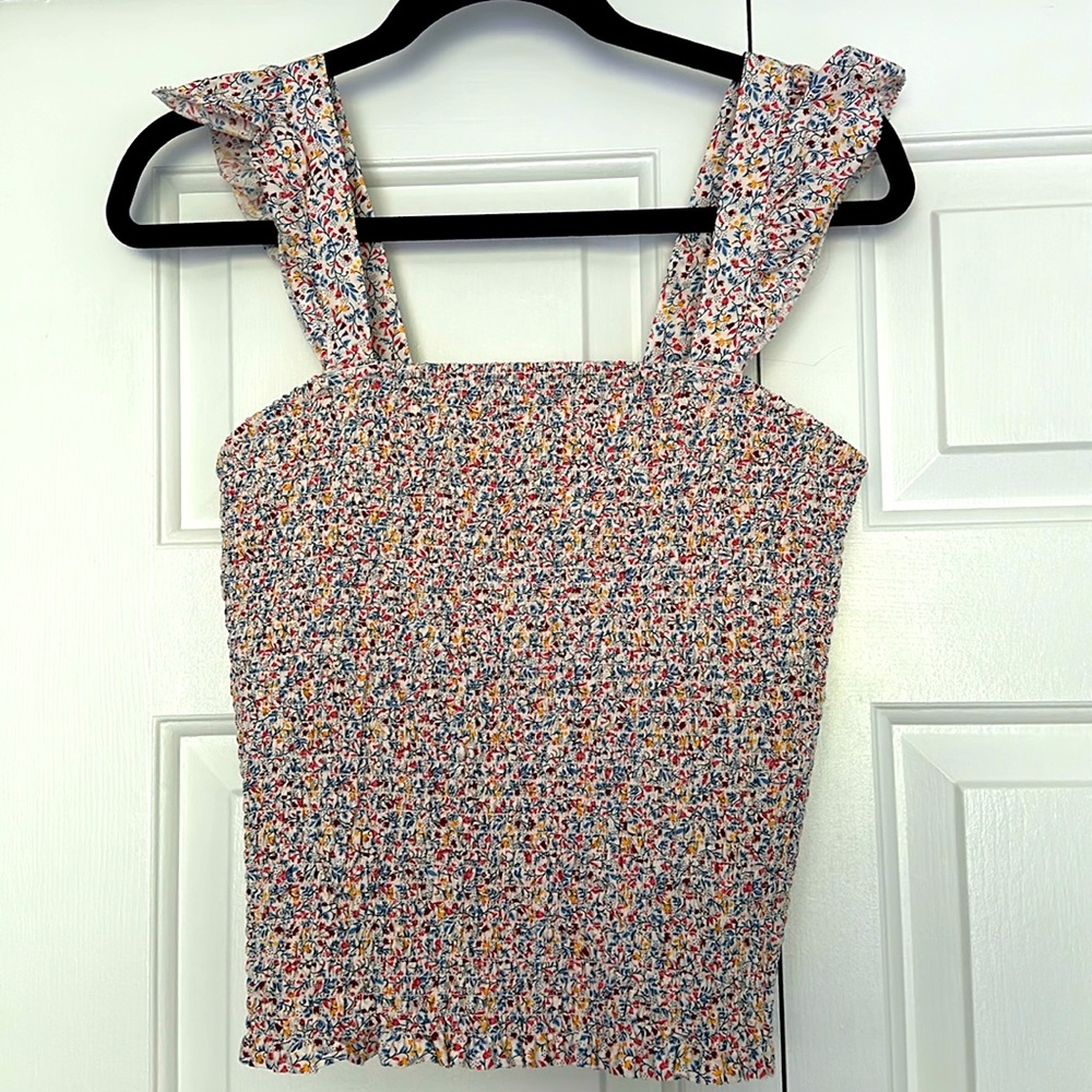 Old Navy Puckered Smocked Top with Ruffle